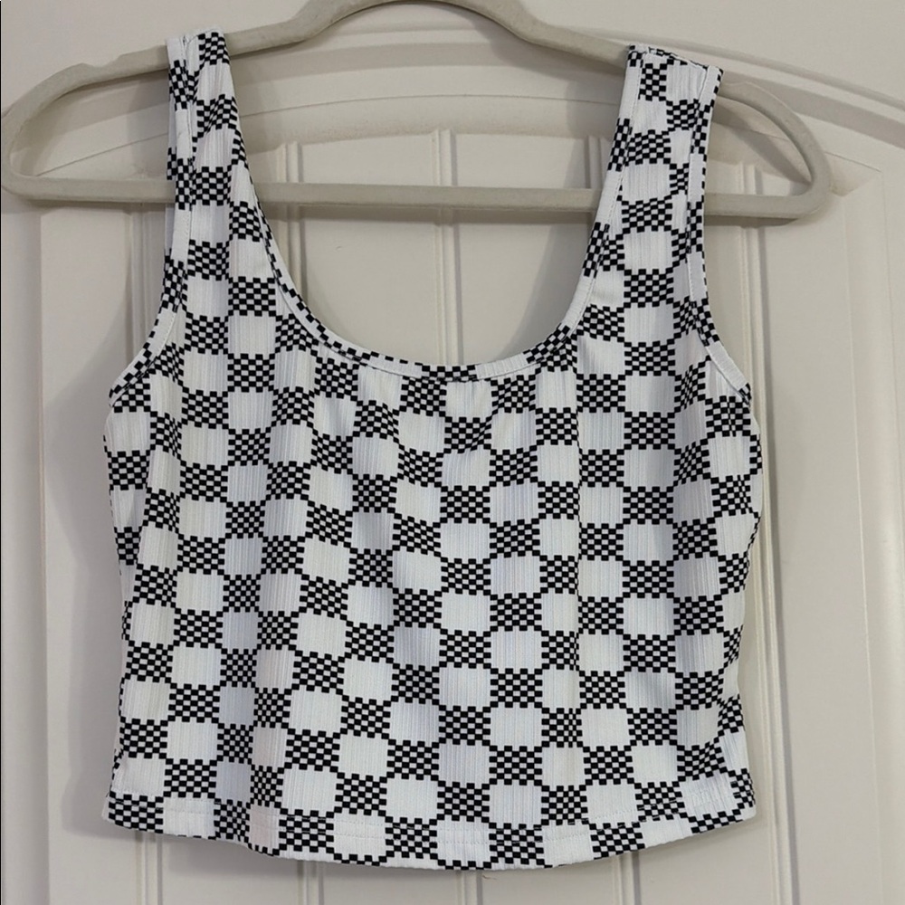 Checkered Black and White Women's Top